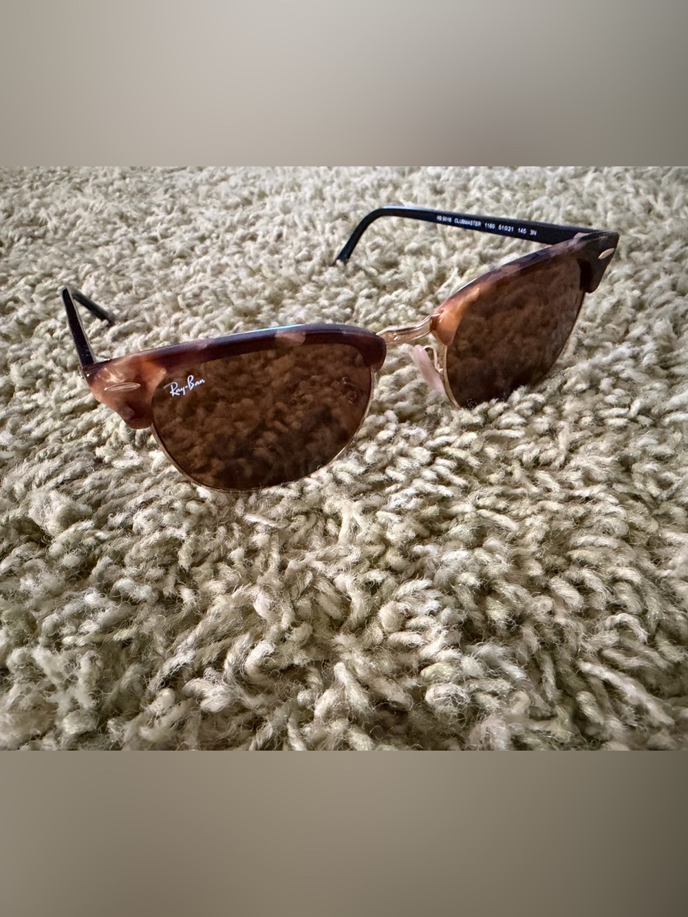 Ray-Ban Club-master Tortoiseshell Frame Sunglasses with Brown Lenses